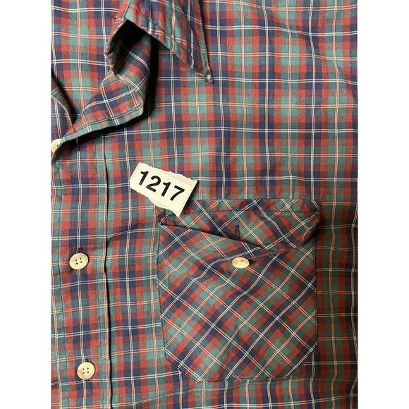 LL Bean Shirt Size XL Mens Red Button Down Plaid Pocket Long Sleeve Vintage - Picture 6 of 6